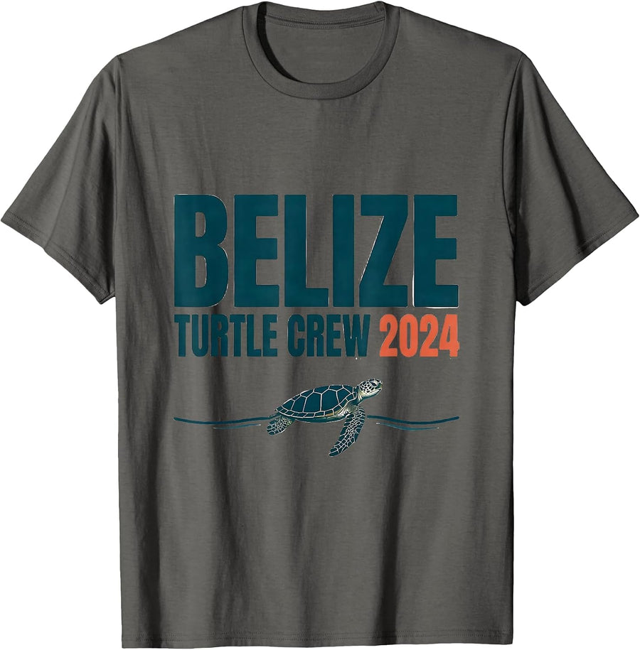 Belize Turtle Crew 2024 Tropical Vacation Sea Turtle Lover T-Shirt - Asphalt Grey