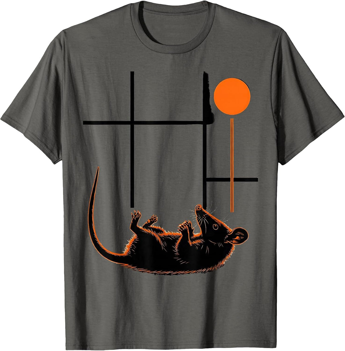 Opossum Moon Halloween Gothic Spooky Novelty T-Shirt - Asphalt Grey