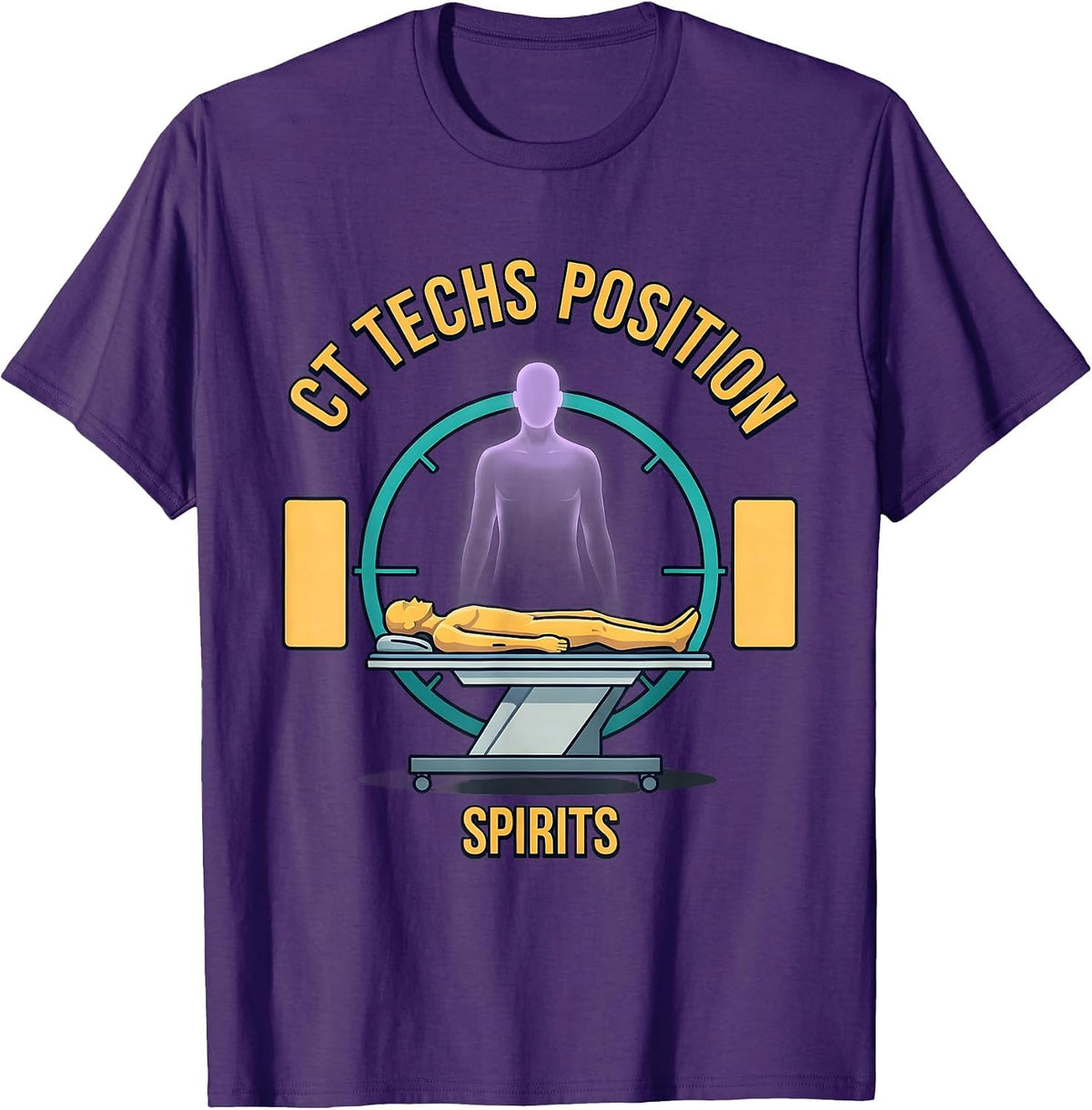 CT Techs Position Spirits Funny Radiology Halloween Tech T-Shirt - Purple