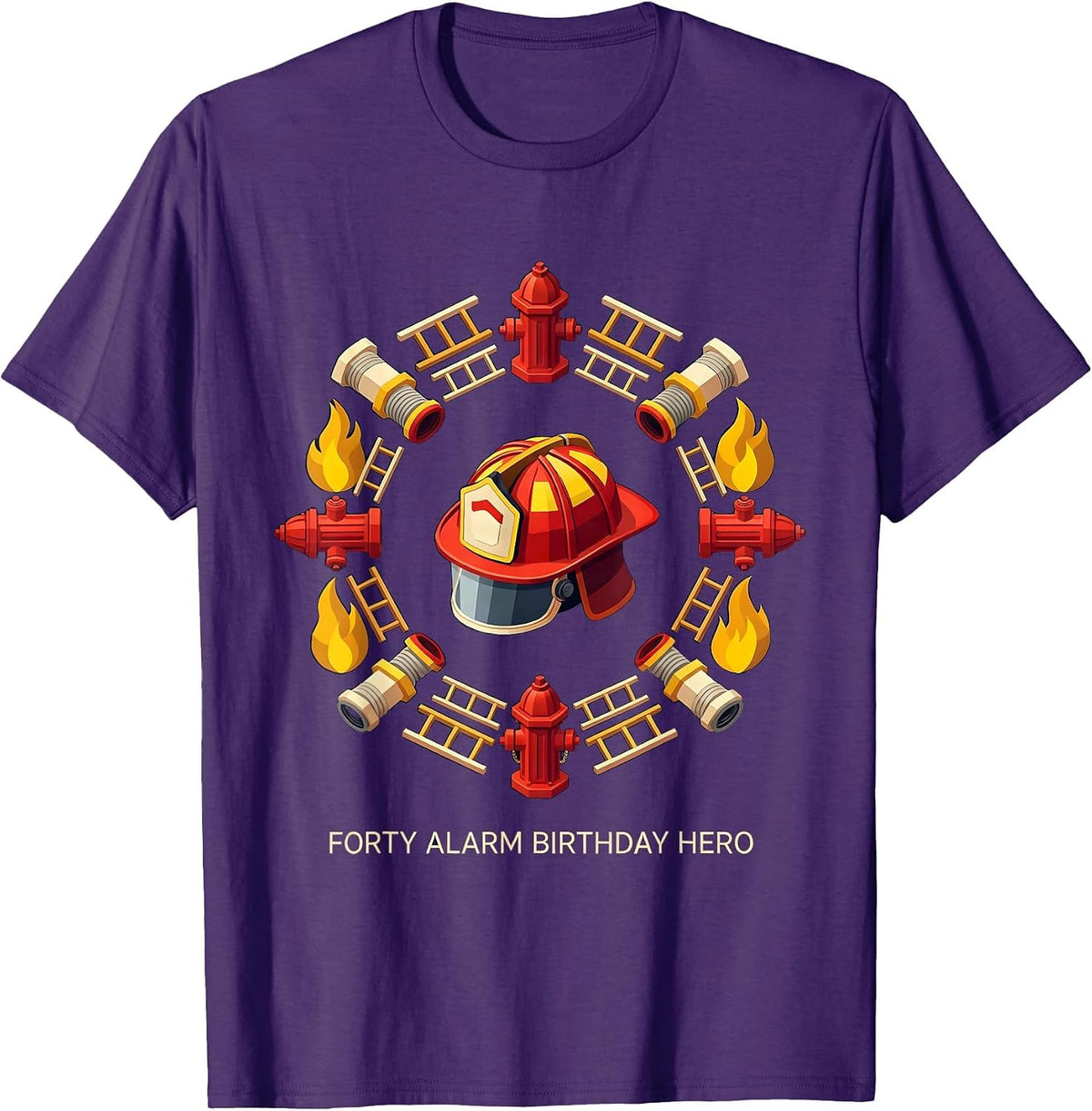 Men's Forty Alarm Birthday Hero Firefighter Kids Party Toddler Boy T-Shirt - Purple