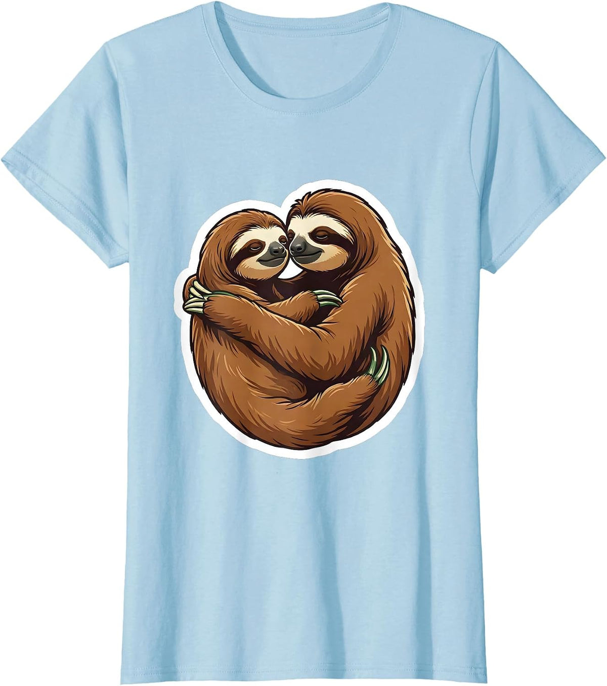 Women's Sloth Hug Funny Sloth Lover Animal Humor T-Shirt - Baby Blue