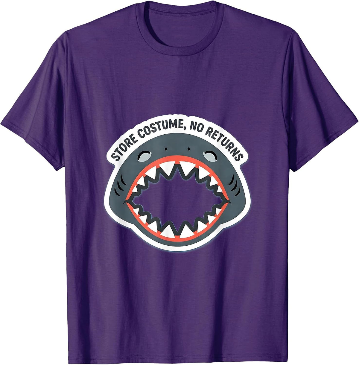 Men's Store Costume No Returns Funny Shark Lover Wildlife Humor T-Shirt - Purple