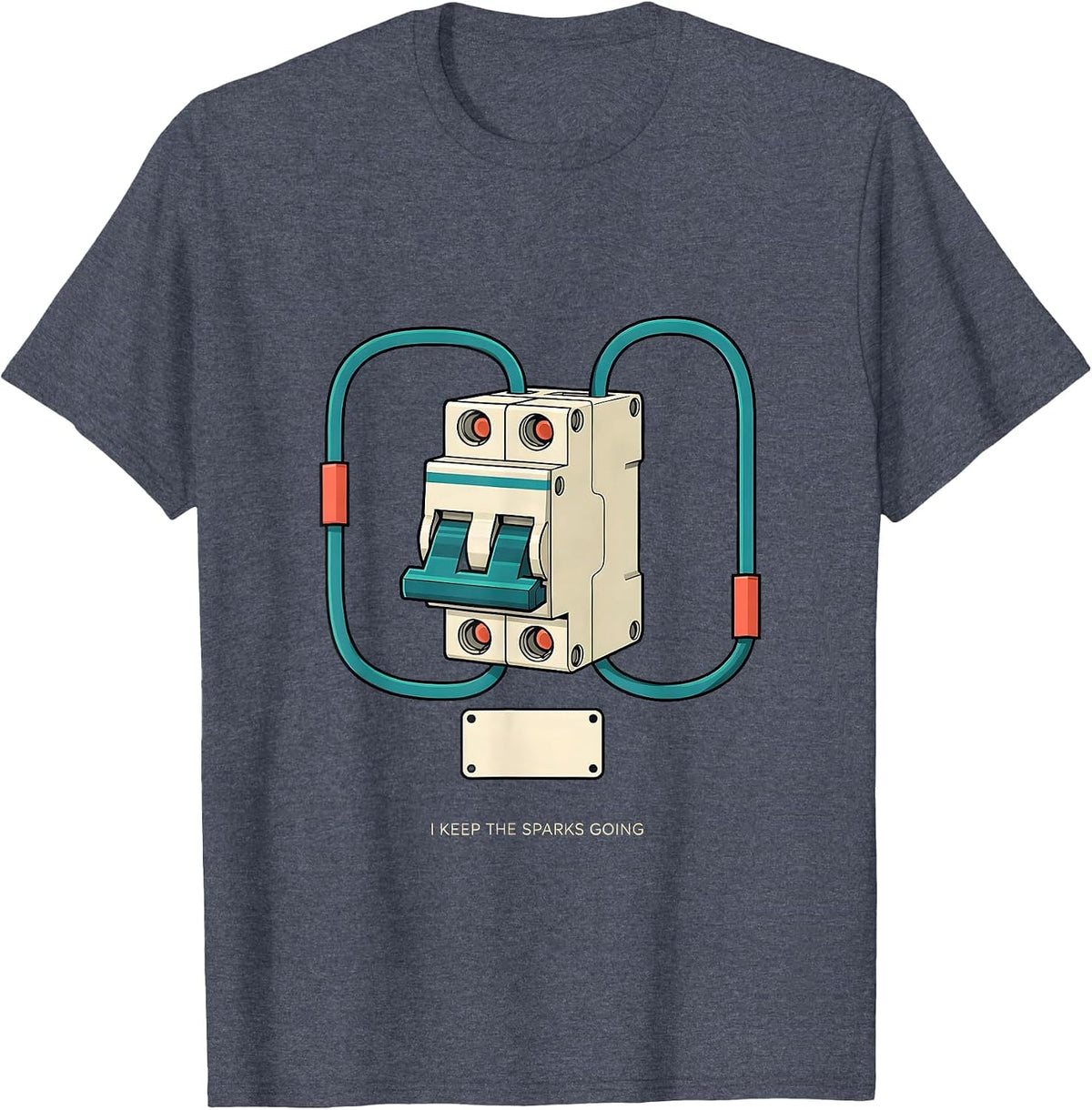 I Keep The Sparks Going Funny Electrician Skeleton Trade T-Shirt - Heather Blue