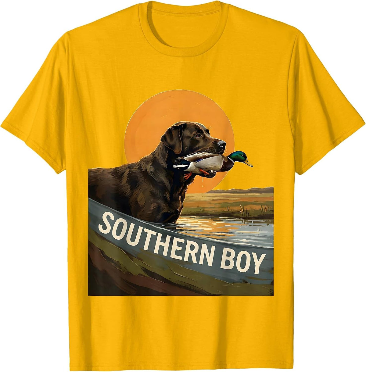 Southern Boy Vintage Labrador Duck Hunting Rural Heritage T-Shirt - Golden Yellow