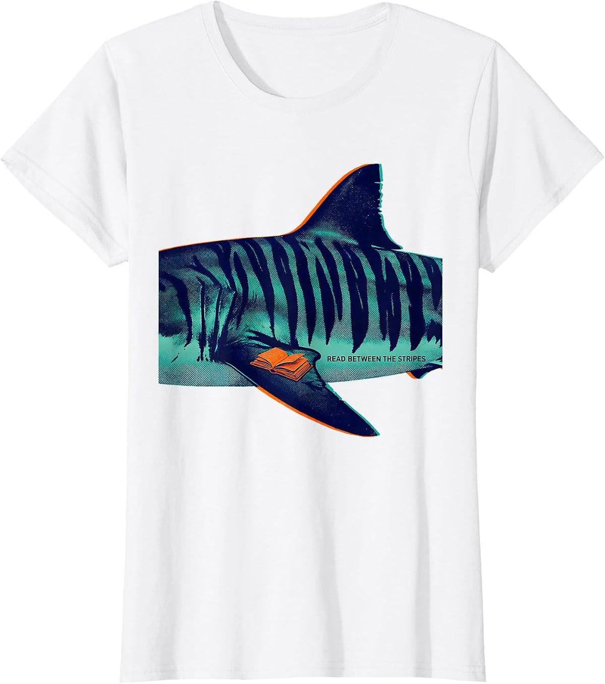 Women's Read Between The Stripes Funny Shark Lover Marine Biology T-Shirt - White
