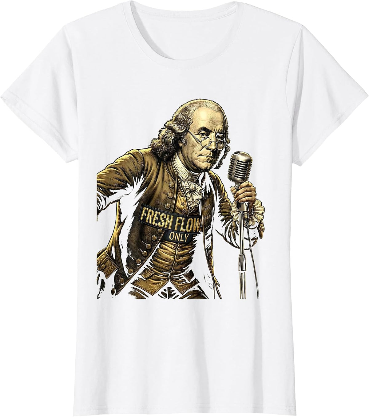 Fresh Flows Only Hip Hop Graphic Design T-Shirt - White