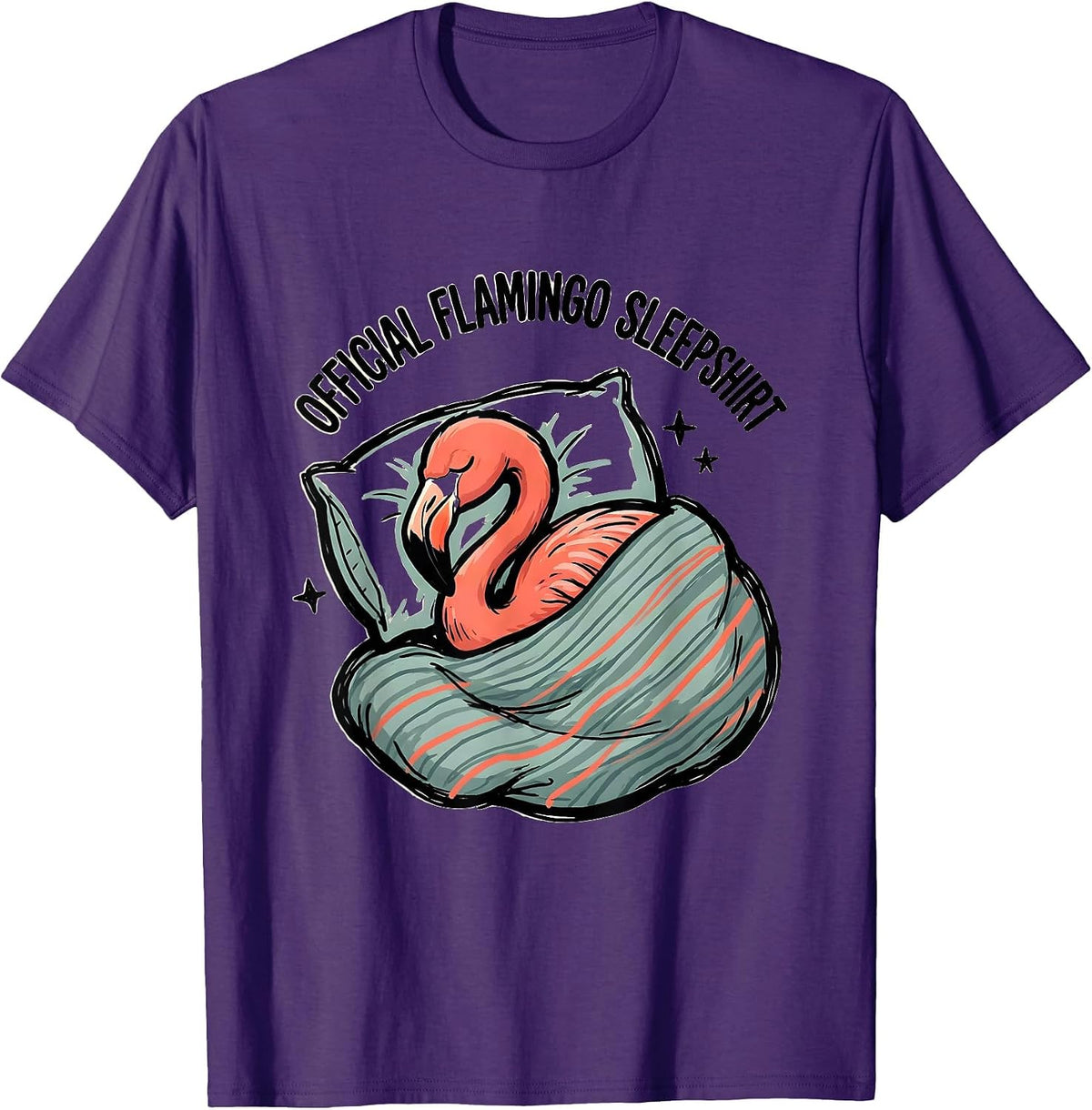 Men's Official Flamingo Sleepshirt Cute Animal Lover Lounge T-Shirt - Purple