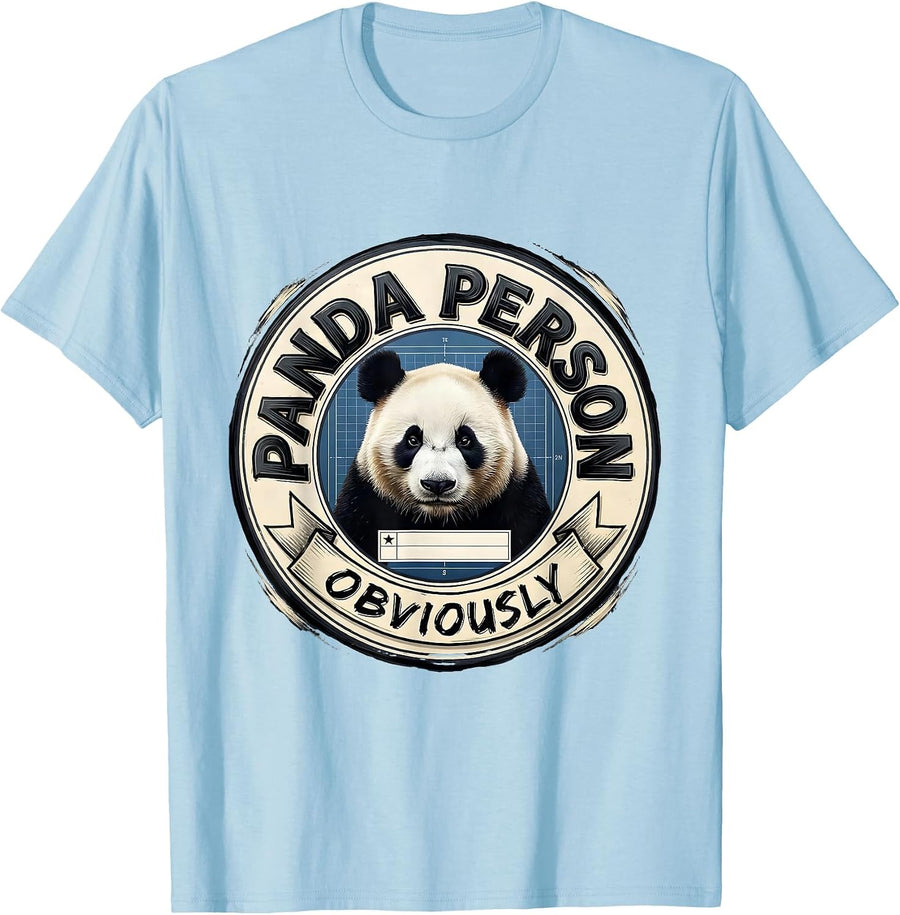 Men's Panda Person, Obviously Funny Panda Lover Animal Humor T-Shirt - Baby Blue
