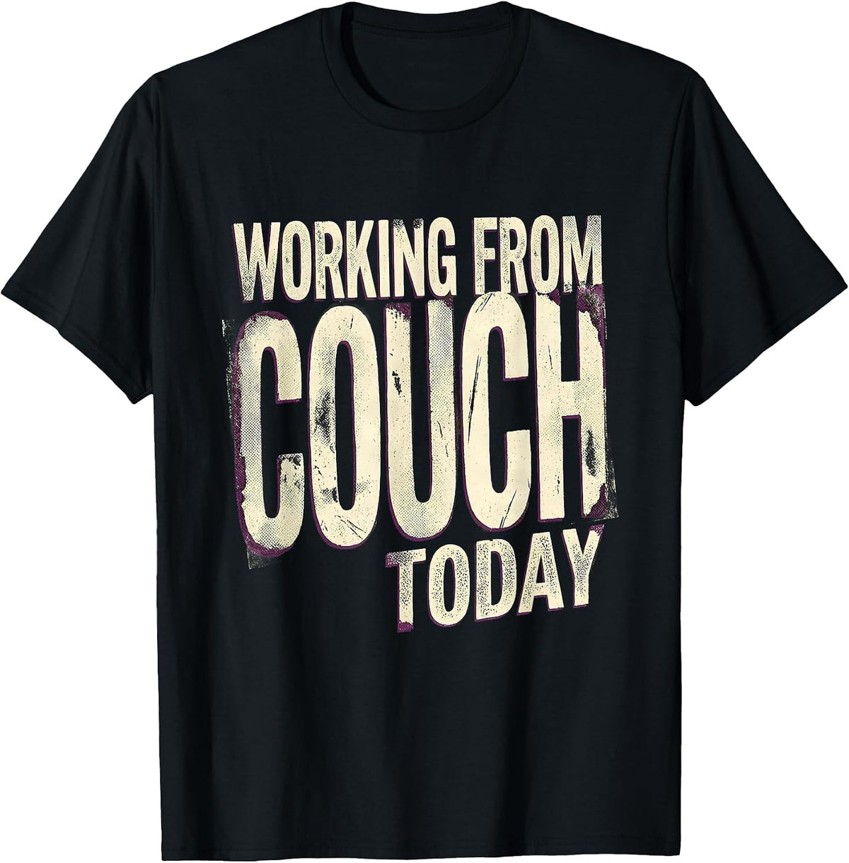Men's Working From Couch Today Labor Day Sarcastic Design T-Shirt - Black