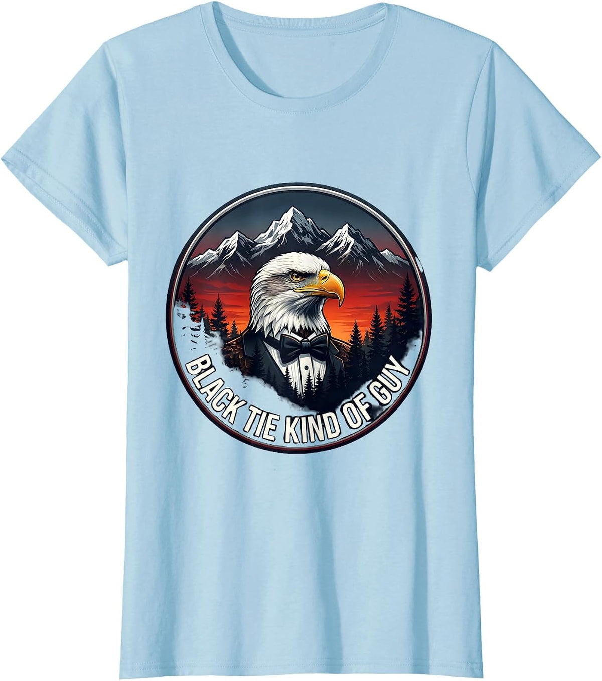 Black Tie Kind of Guy Tuxedo Graphic Design T-Shirt - Baby Blue