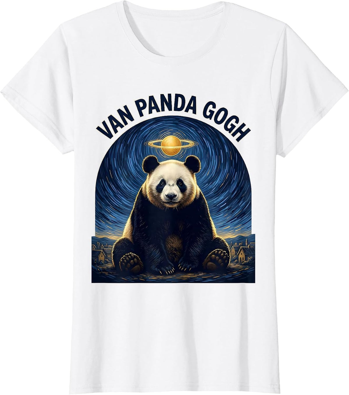 Van Panda Gogh Funny Panda Lover Animal Meme Art T-Shirt - White