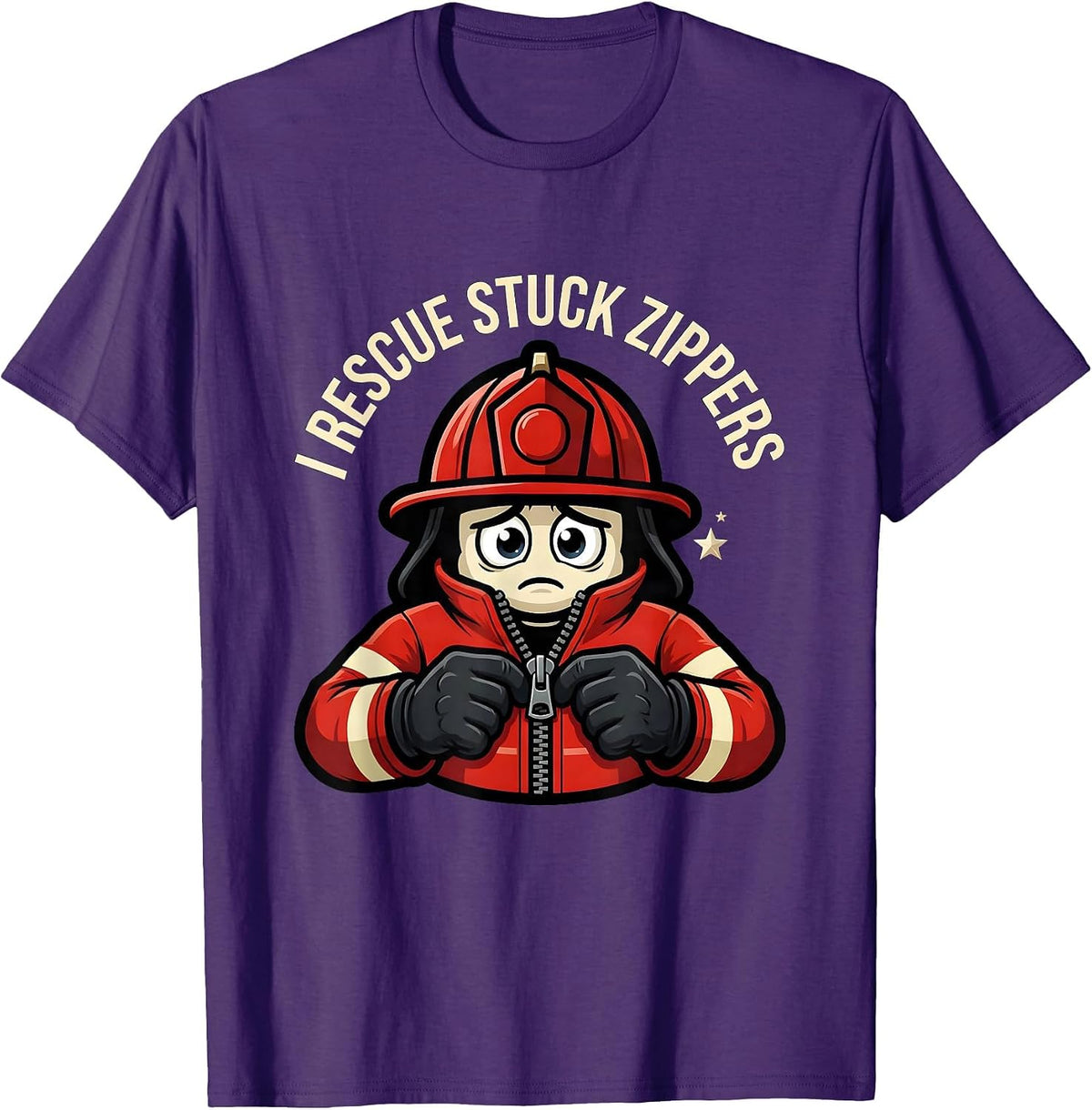 I Rescue Stuck Zippers Funny Firefighter Christmas Humor T-Shirt - Purple