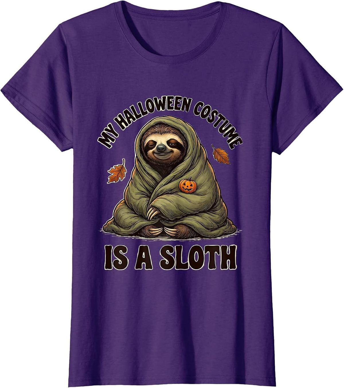 Women's My Halloween Costume Is A Sloth Funny Sloth Lover Halloween T-Shirt - Purple