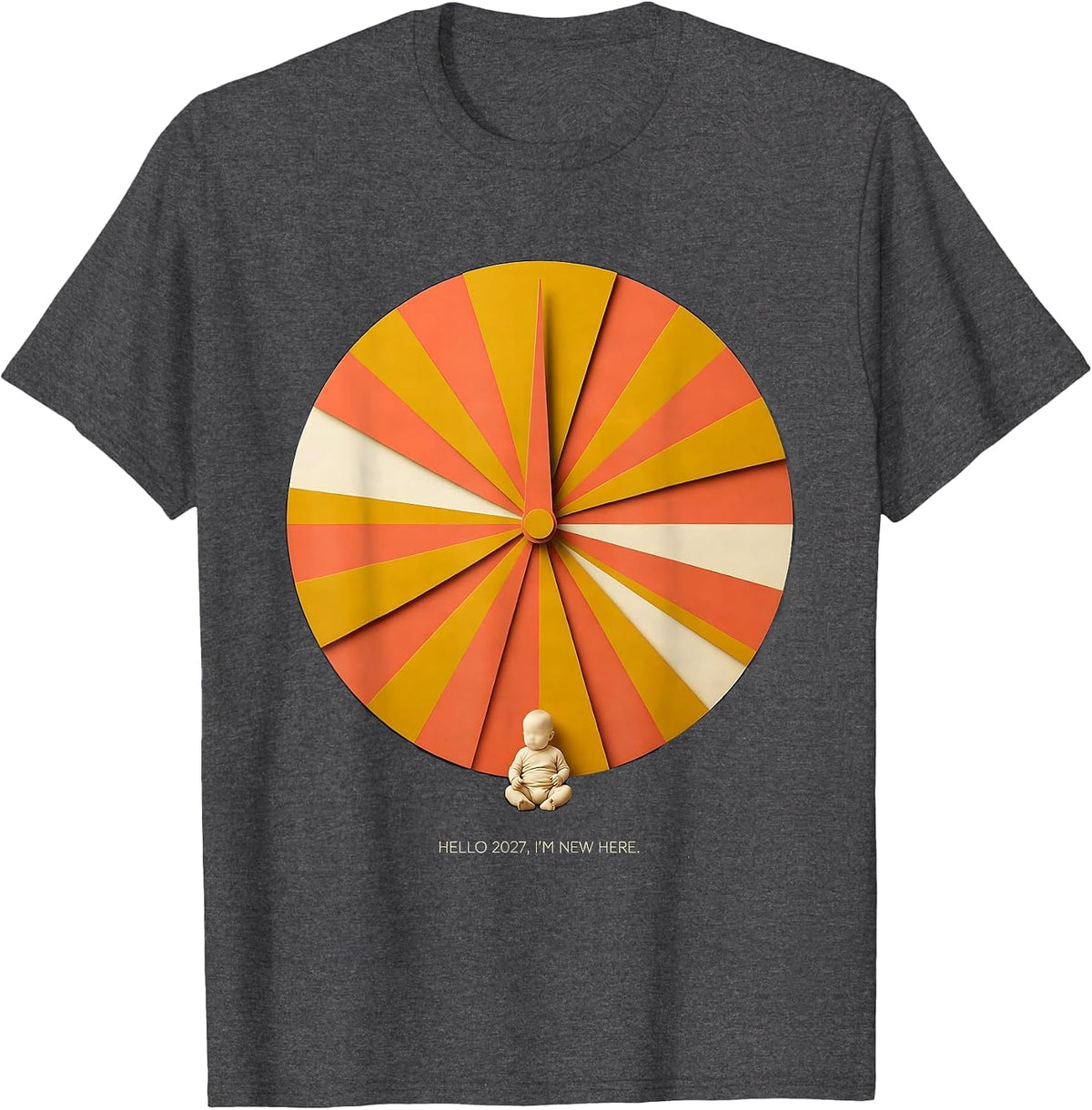 Men's Hello 2027 I'm New Here Midcentury Modern Baby Milestone T-Shirt - Dark Heather Grey
