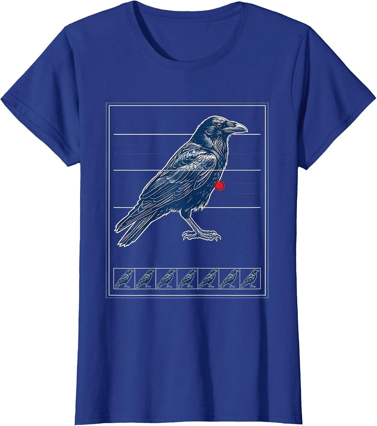 Women's Blueprint Crow Dark Humor Gothic Bird Lover T-Shirt - Royal Blue