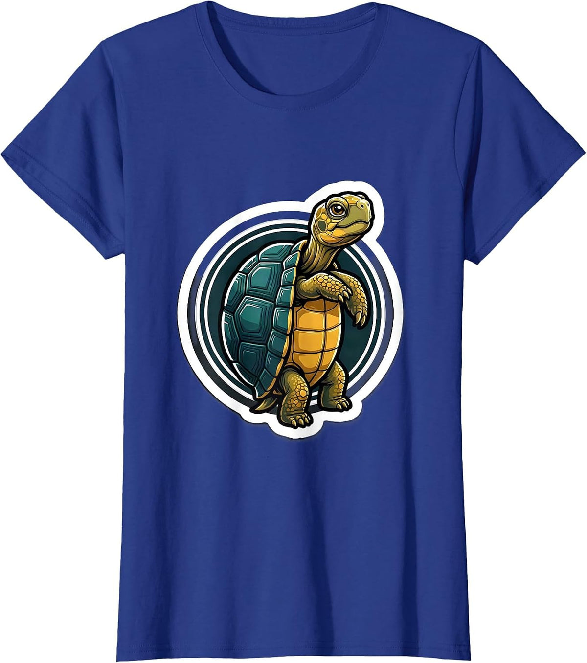 Women's Sealed Tortoise Sticker Badge Turtle Lover Pet Owner Humor T-Shirt - Royal Blue