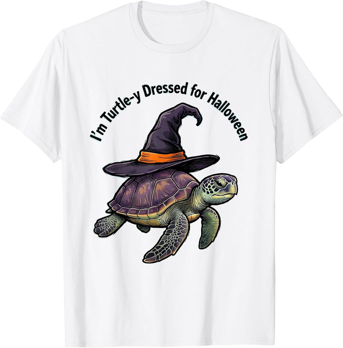Men's I'm Turtle-y Dressed for Halloween Funny Sea Turtle Witch T-Shirt - White