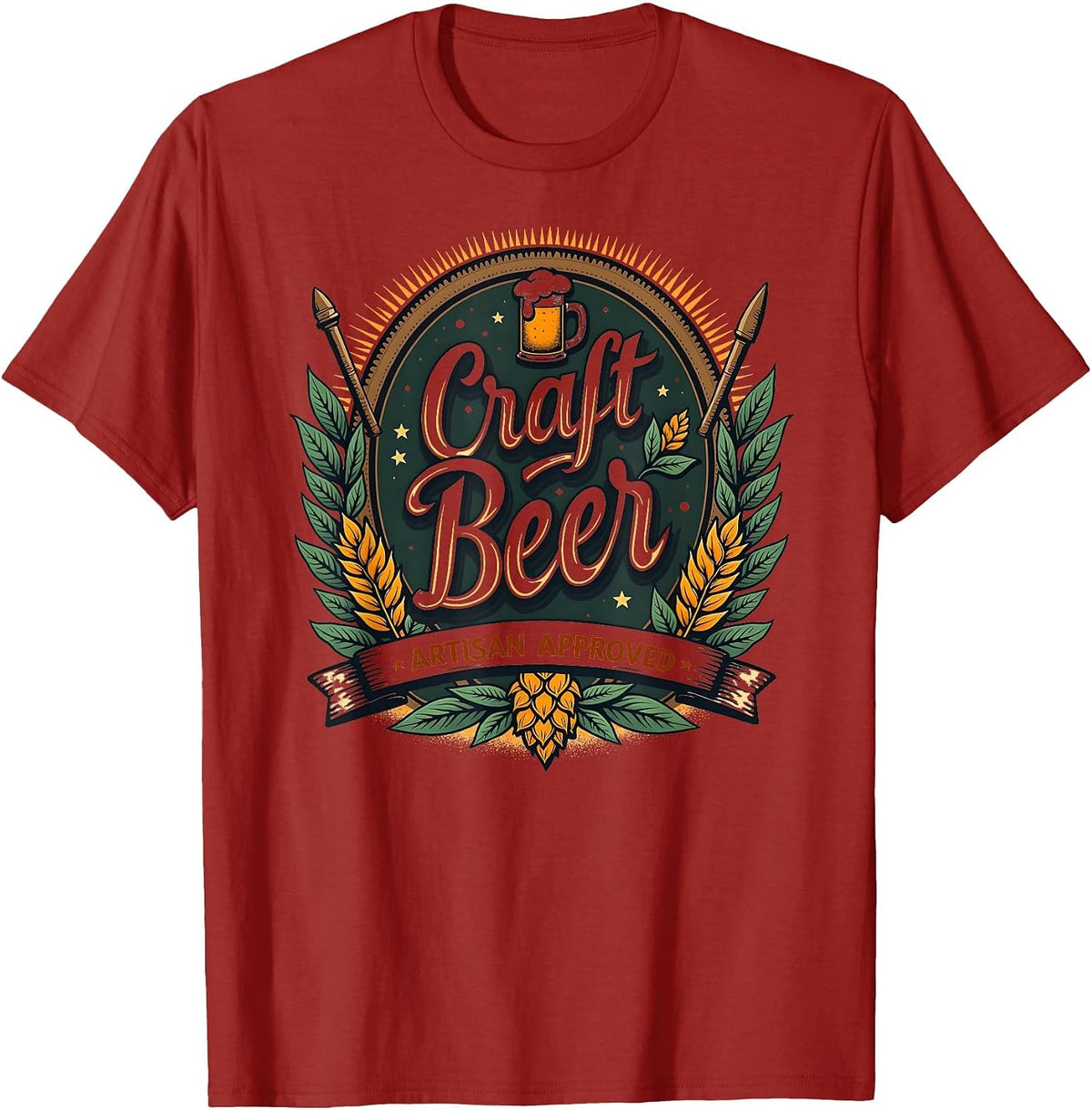 Craft Beer Artisan Approved Brewing Design T-Shirt - Cranberry Red