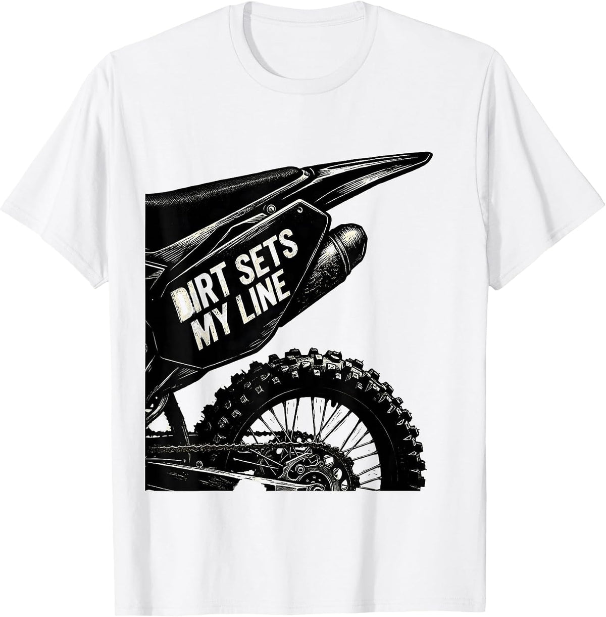 Men's Dirt Sets My Line Rugged Motocross Dirt Bike Rider T-Shirt - White