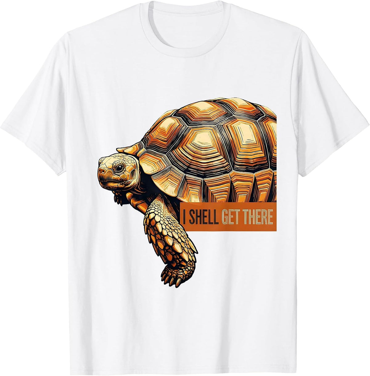 Men's I Shell Get There Funny Turtle Lover Pet Owner Humor T-Shirt - White