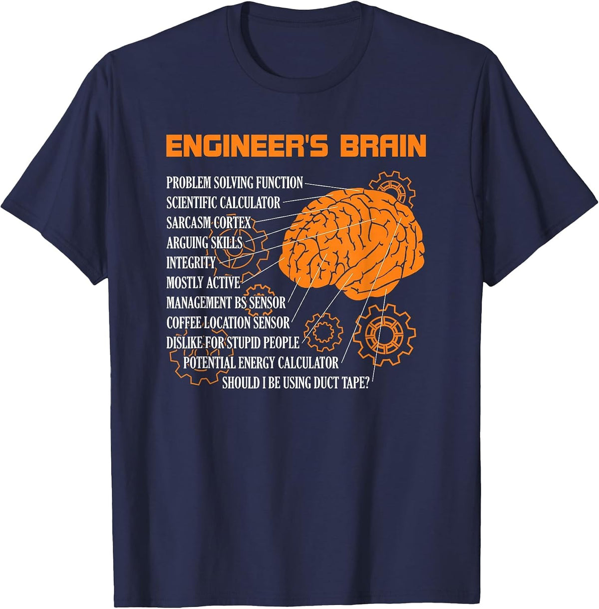 Engineer's Brain Funny Engineering Games Process Engineer T-Shirt - Navy Blue