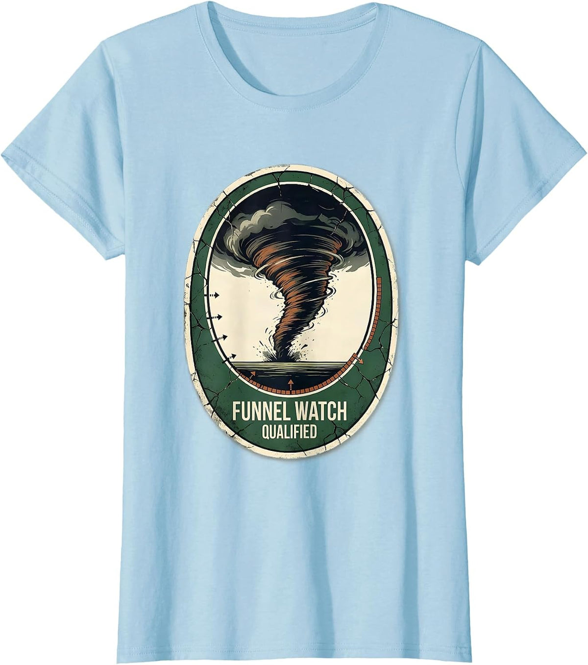 Funnel Watch Qualified Vintage Storm Chaser Tornado T-Shirt - Baby Blue