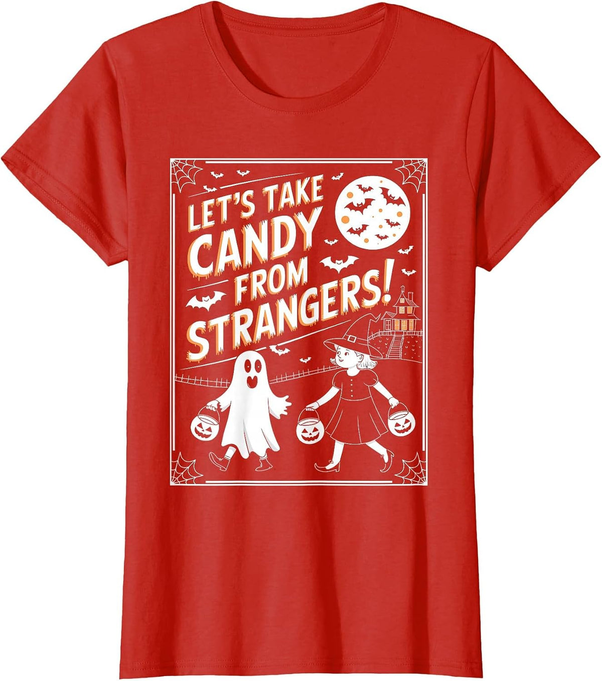 Let's Take Candy from Strangers Retro Halloween T-Shirt - Red