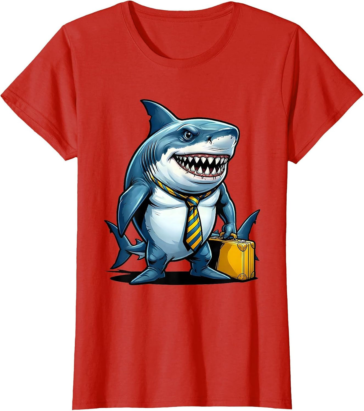 Daddy Shark Business Briefcase Graphic T-Shirt - Red