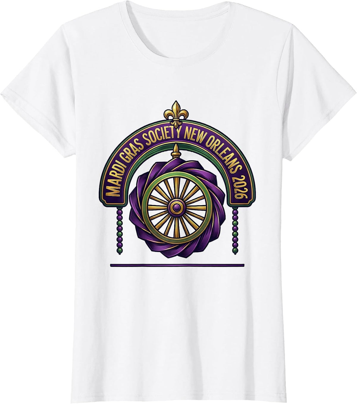 Women's Mardi Gras Society New Orleans 2026 Carnival Party Souvenir T-Shirt - White