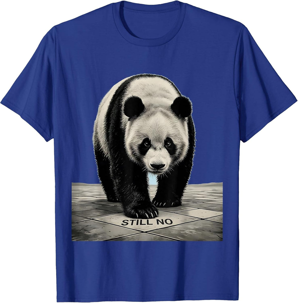 Men's Still No Minimalist Panda Bear Animal Humor Novelty T-Shirt - Royal Blue