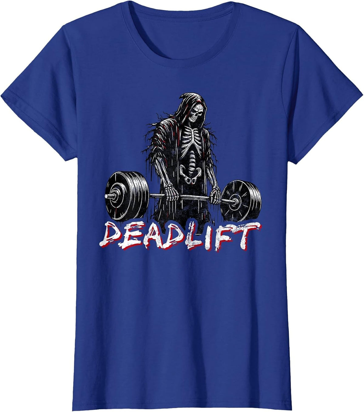 Deadlift Skeleton Halloween Gym Jokes Weightlifting Workout T-Shirt - Royal Blue