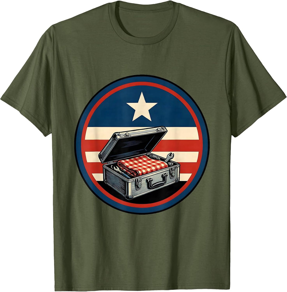 Sealed Badge Patriotic Americana Labor Day Gift T-Shirt - Olive Green
