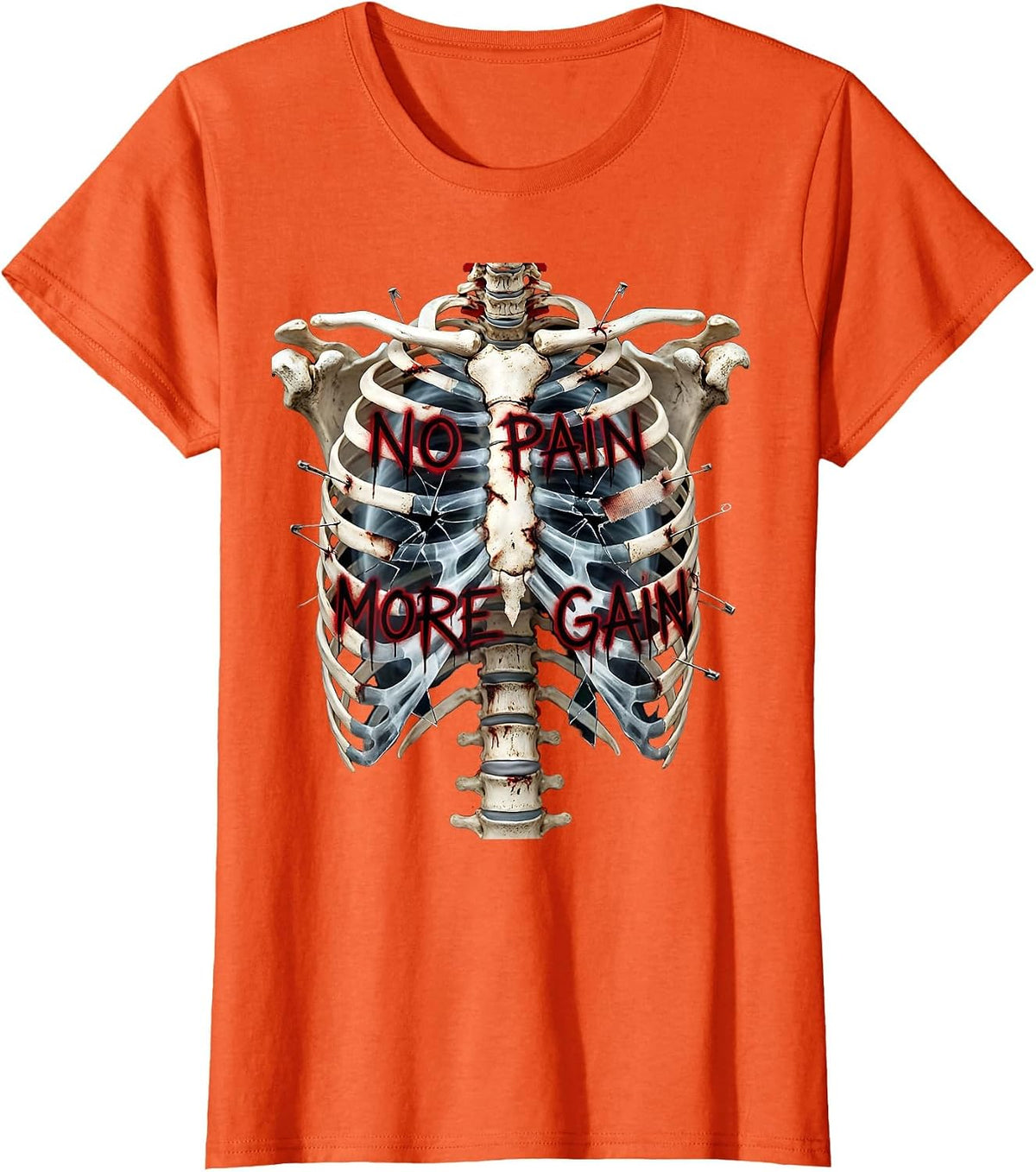 No Pain More Gain Physical Therapy Design T-Shirt - Orange