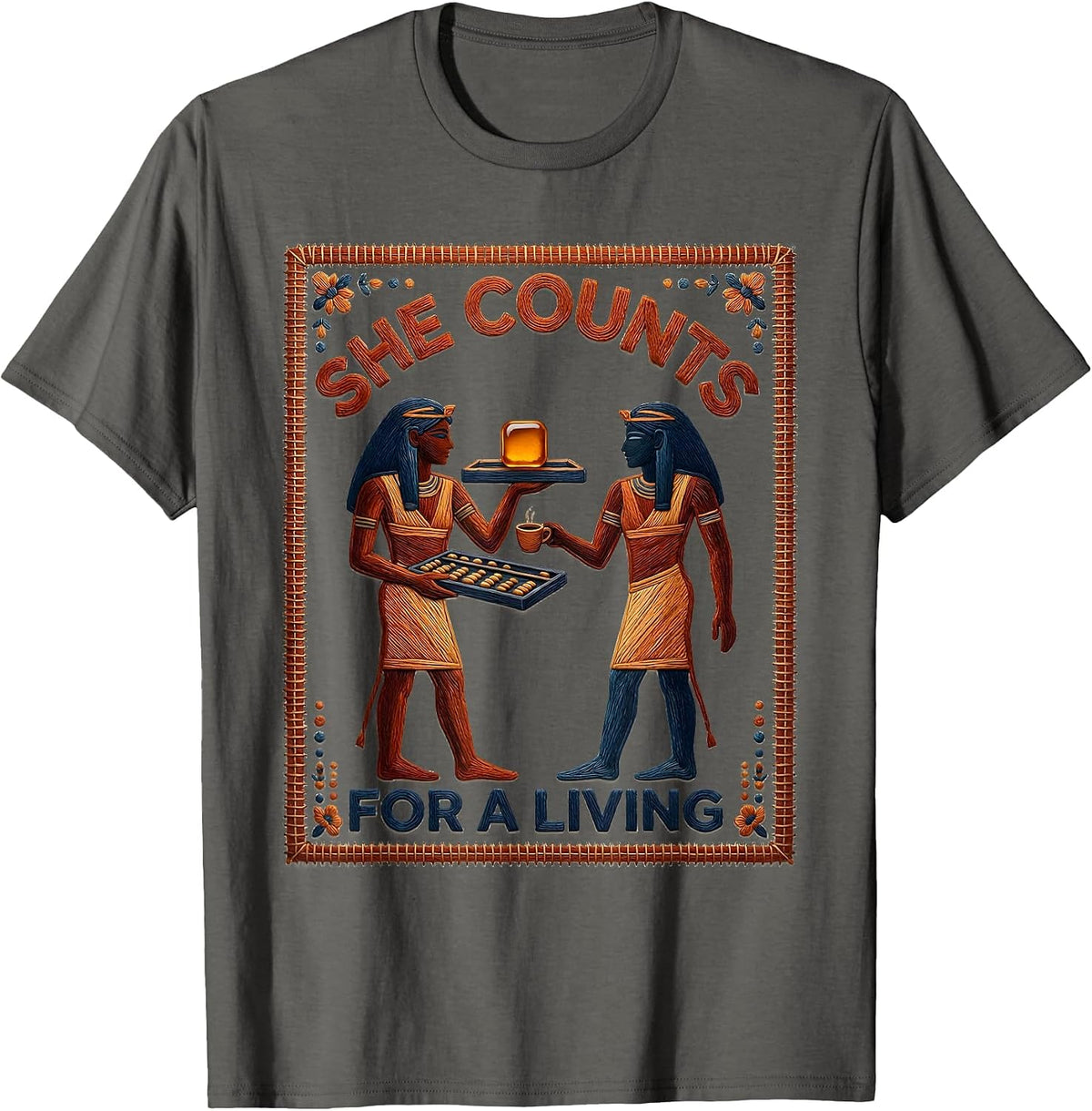 She Counts For A Living Funny Pharmacy Technician Humor T-Shirt - Asphalt Grey