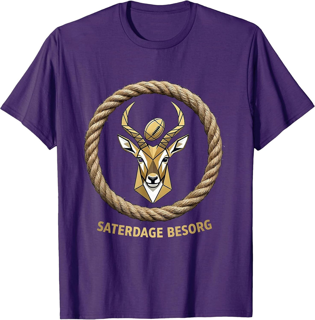 Saterdage Besorg Patriotic Rugby Fan South African Pride T-Shirt - Purple