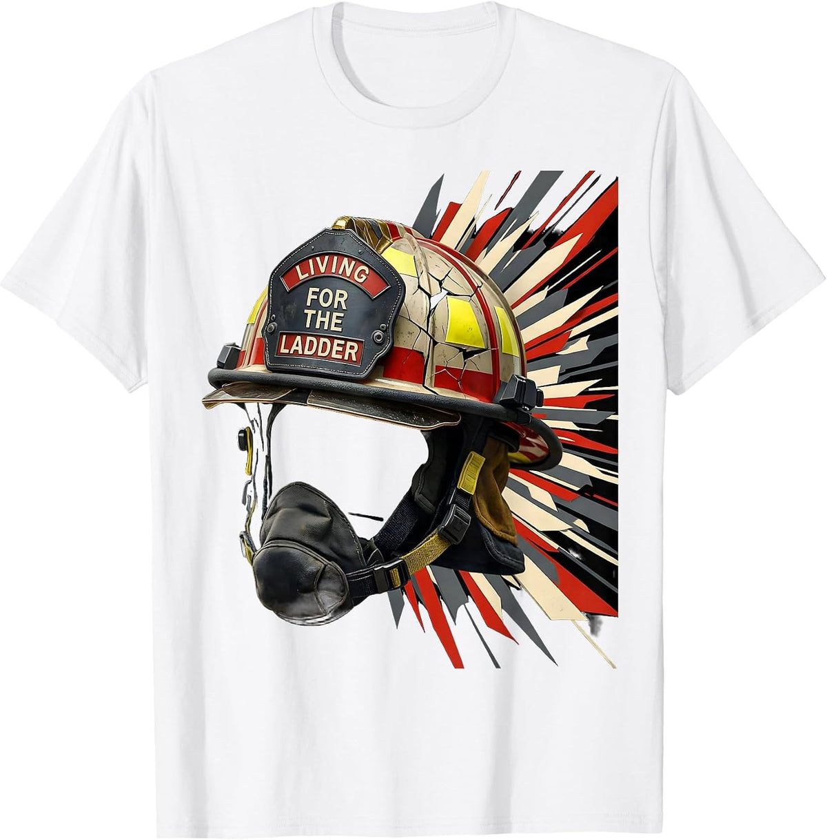 Men's Living for the Ladder Firefighter Graphic Design T-Shirt - White
