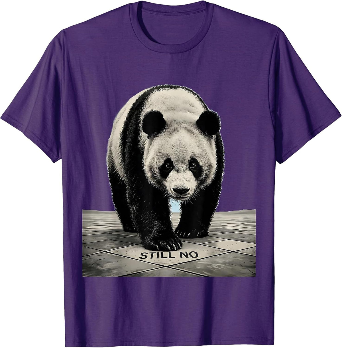 Men's Still No Minimalist Panda Bear Animal Humor Novelty T-Shirt - Purple