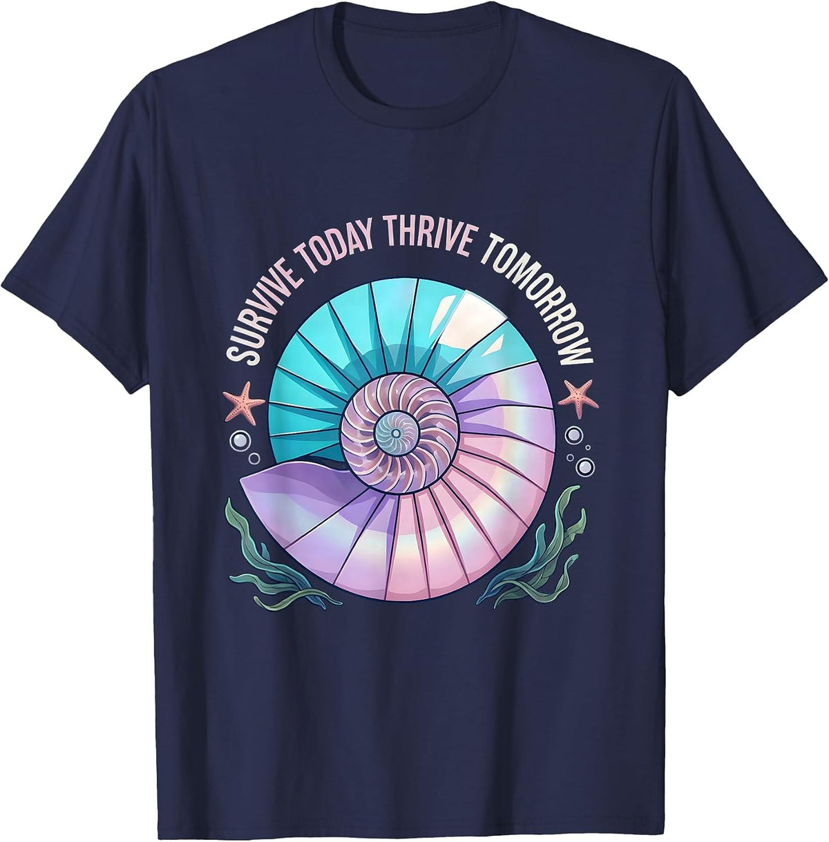 Survive Today Thrive Tomorrow Motivational Design T-Shirt - Navy Blue