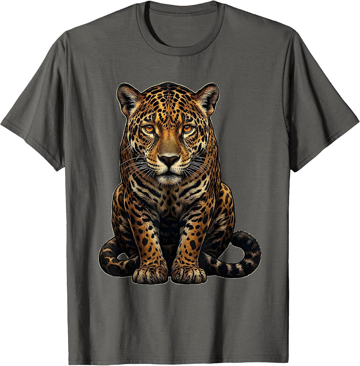 Men's Jaguar Big Cat Animal Lover Classic Car Enthusiast T-Shirt - Asphalt Grey