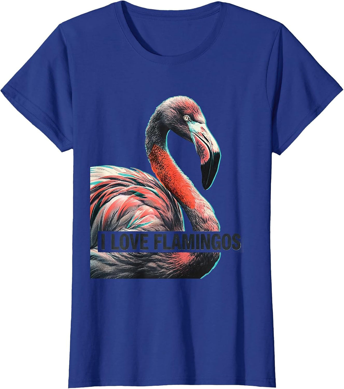 Women's I Love Flamingos Vintage Retro Bird Lover Nature Graphic T-Shirt - Royal Blue