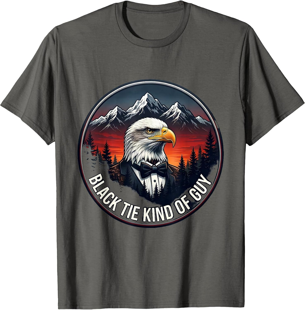 Black Tie Kind of Guy Tuxedo Graphic Design T-Shirt - Asphalt Grey
