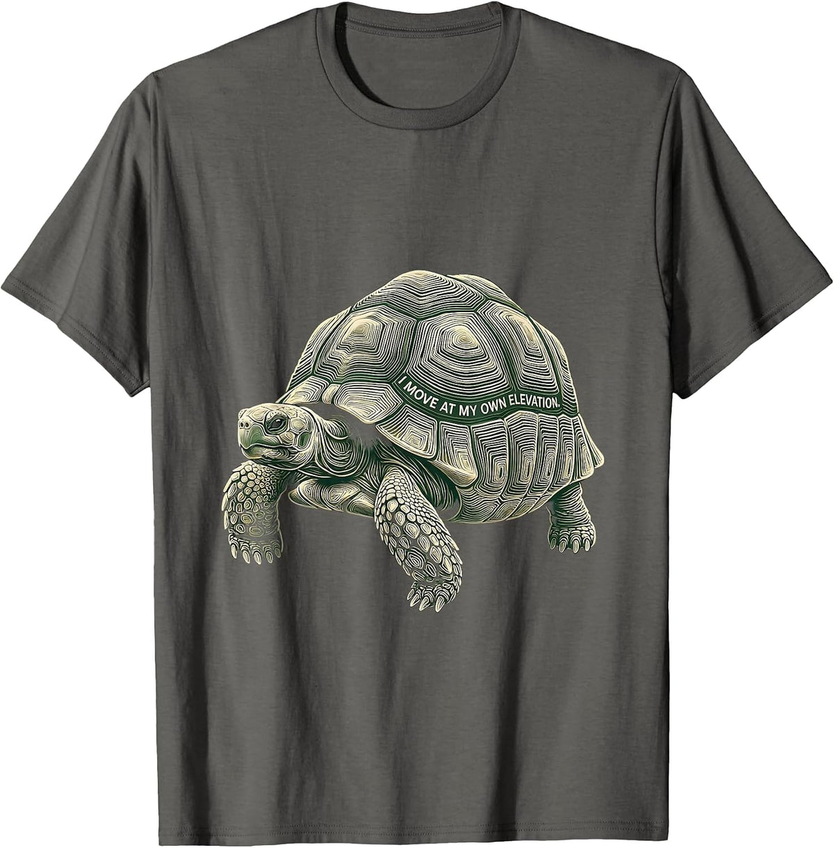 Men's I Move At My Own Elevation Funny Tortoise Lover Pet Owner T-Shirt - Asphalt Grey