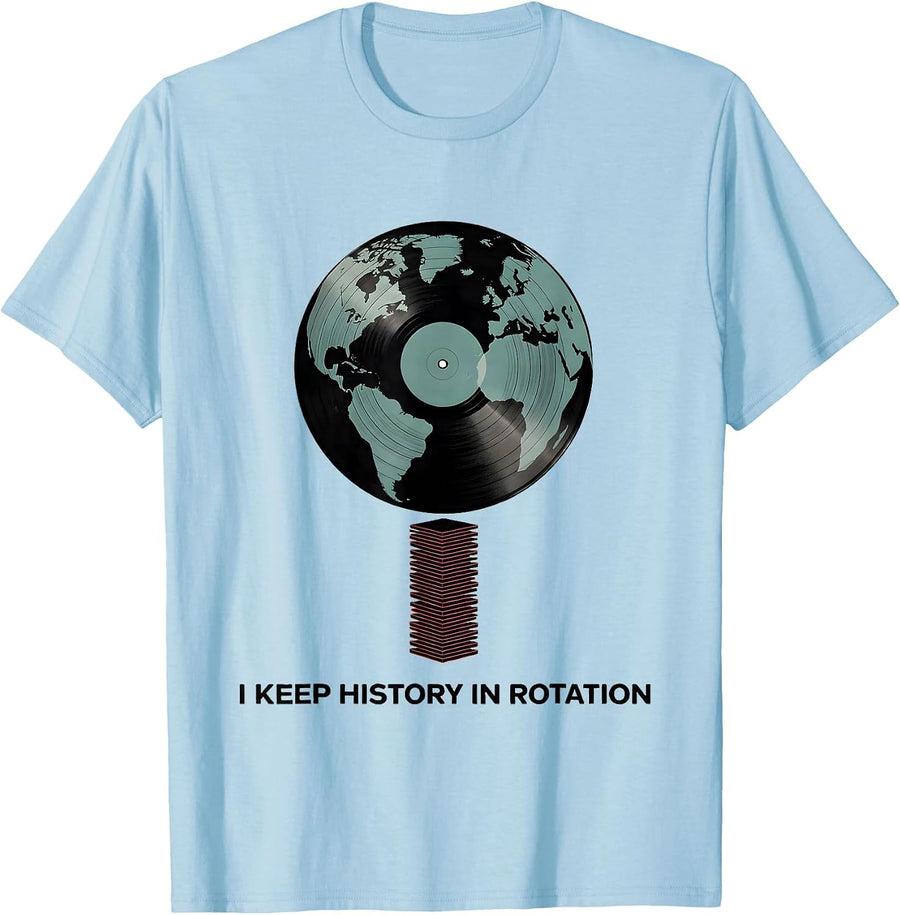 Men's I Keep History In Rotation Funny History Teacher Subject T-Shirt - Baby Blue