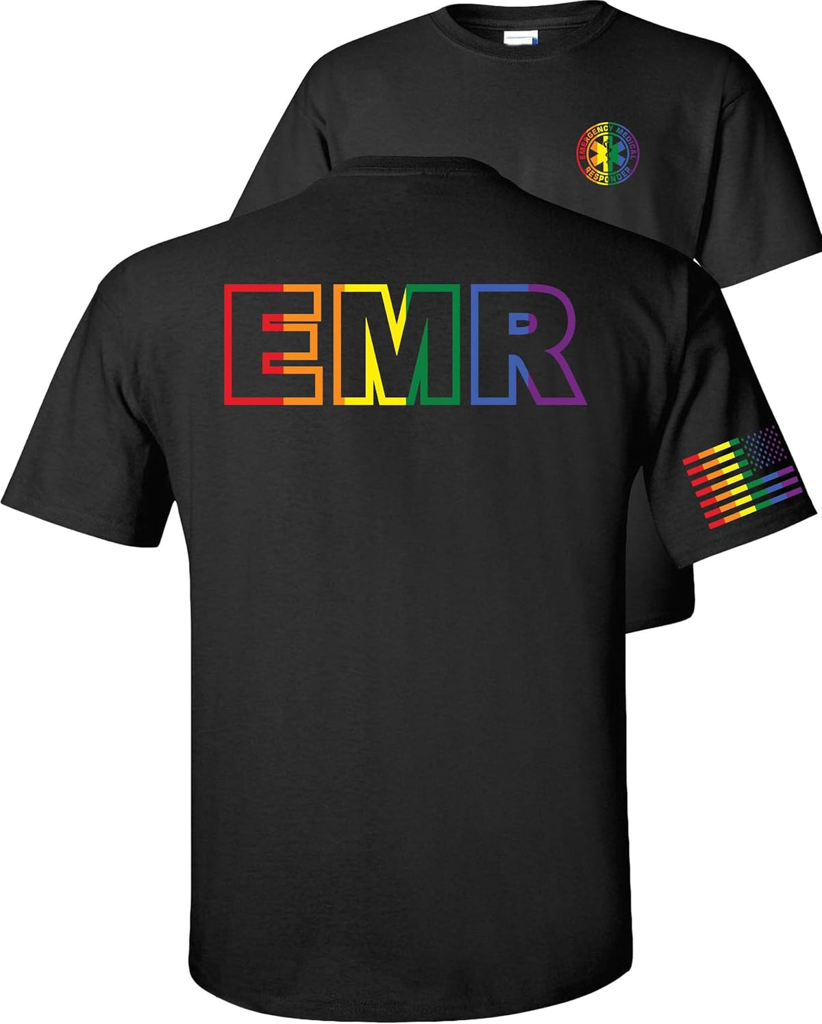 FAIR GAME EMR T-Shirt Emergency Medical Responders BAF Flag - Emr-black-lgbt Design