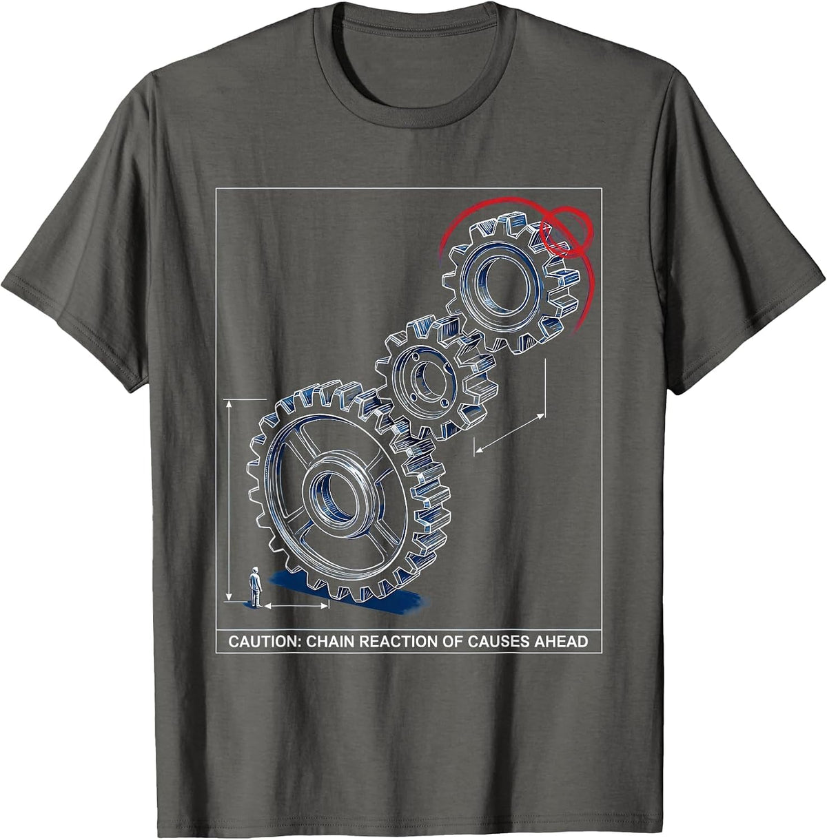 Men's Caution: Chain Reaction Of Causes Ahead Funny History T-Shirt - Asphalt Grey