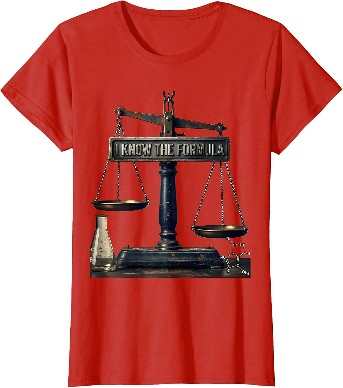 Women's I Know The Formula Vintage Chemistry Pun Science Teacher T-Shirt - Red