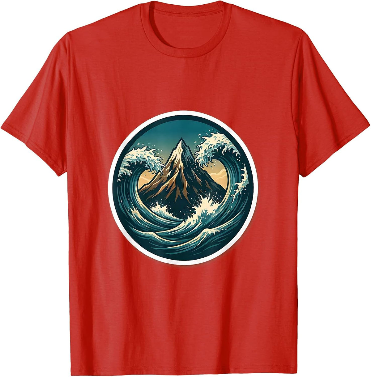 Men's It Is What It Is Mountain and Ocean Waves T-Shirt - Red