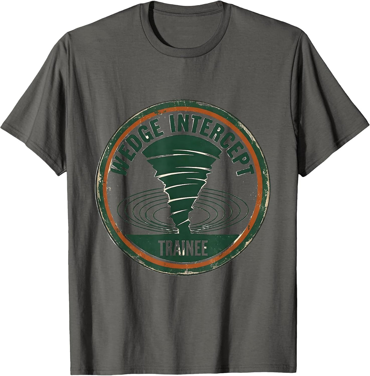 Wedge Intercept Trainee Vintage Storm Chaser Tornado T-Shirt - Asphalt Grey