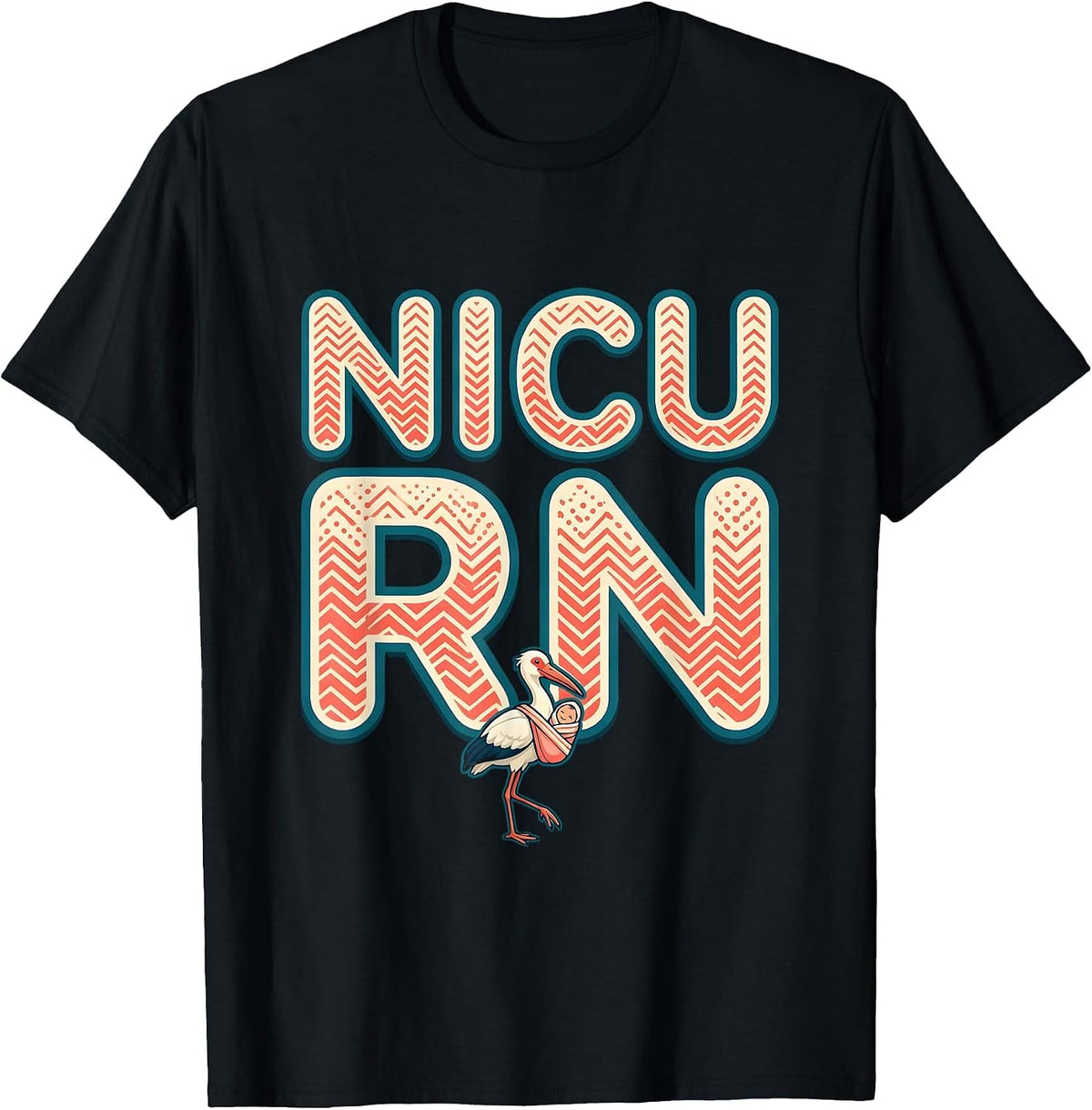 Men's NICU RN Cute Stork Neonatal Intensive Care Unit Nurse Gift T-Shirt - Black