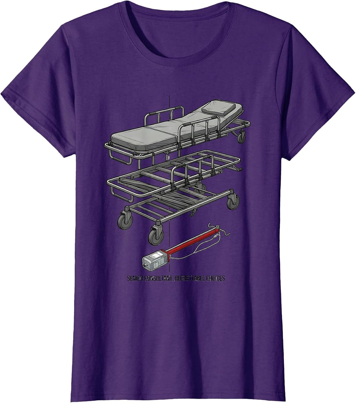 Women's Senior Consultant Regrettable Choices Funny EMT Paramedic T-Shirt - Purple